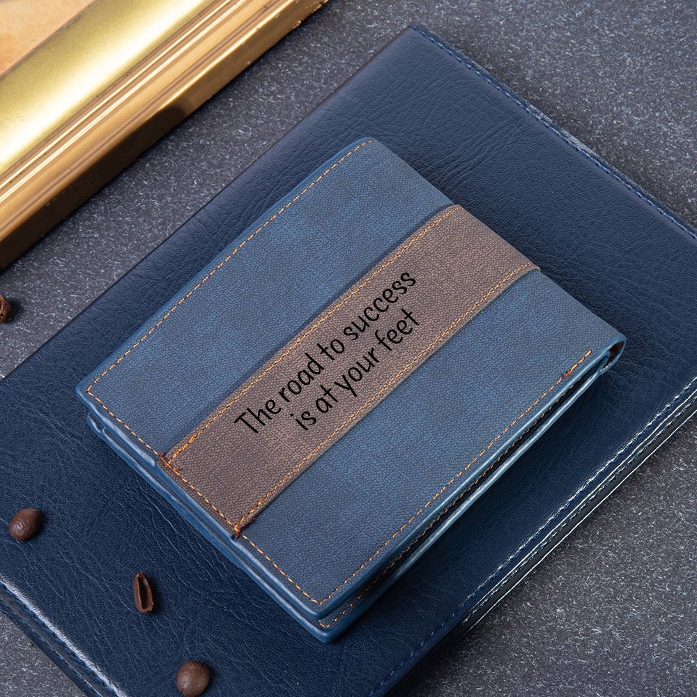 Portafoglio in pelle da uomo 2 testi personalizzabili regalo per papà