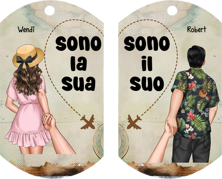 Portachiavi Personalizzato Coppia con 2 Nomi e Figure - “Sono il Suo & Sono la Sua,” - Regalo di San Valentino per Coppia | Jessemade