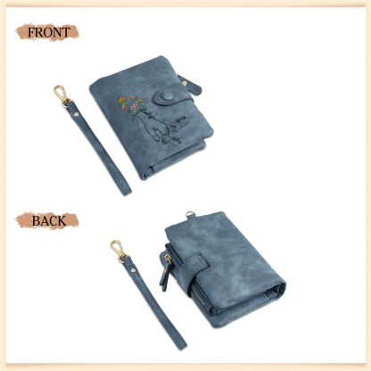 Portafoglio in PU pelle fiore mano con 3 nomi personalizzati per mamma/nonna