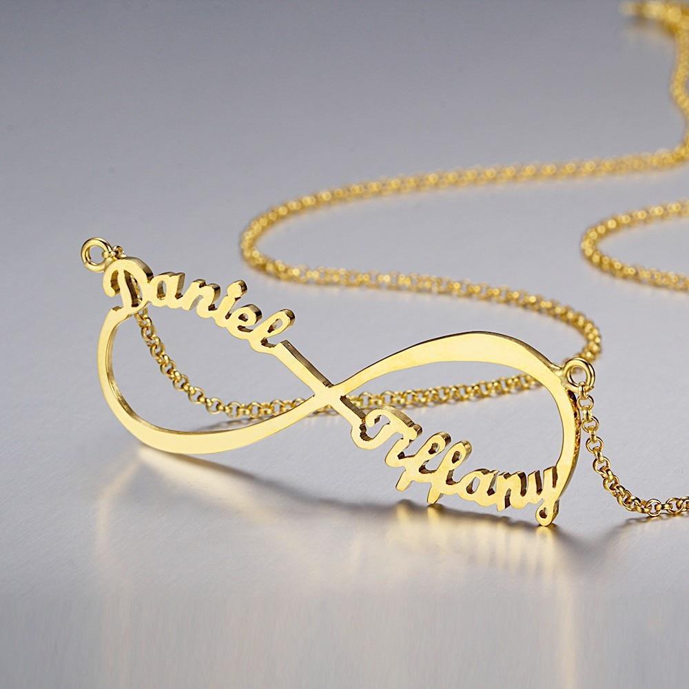 Collana infinito con 2 nomi in argento 925