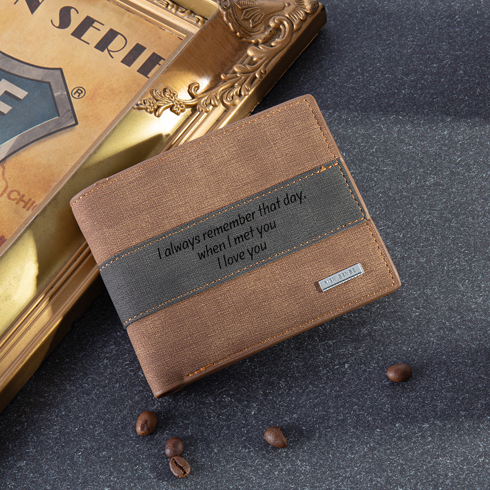Portafoglio in pelle da uomo 2 testi personalizzabili regalo per papà