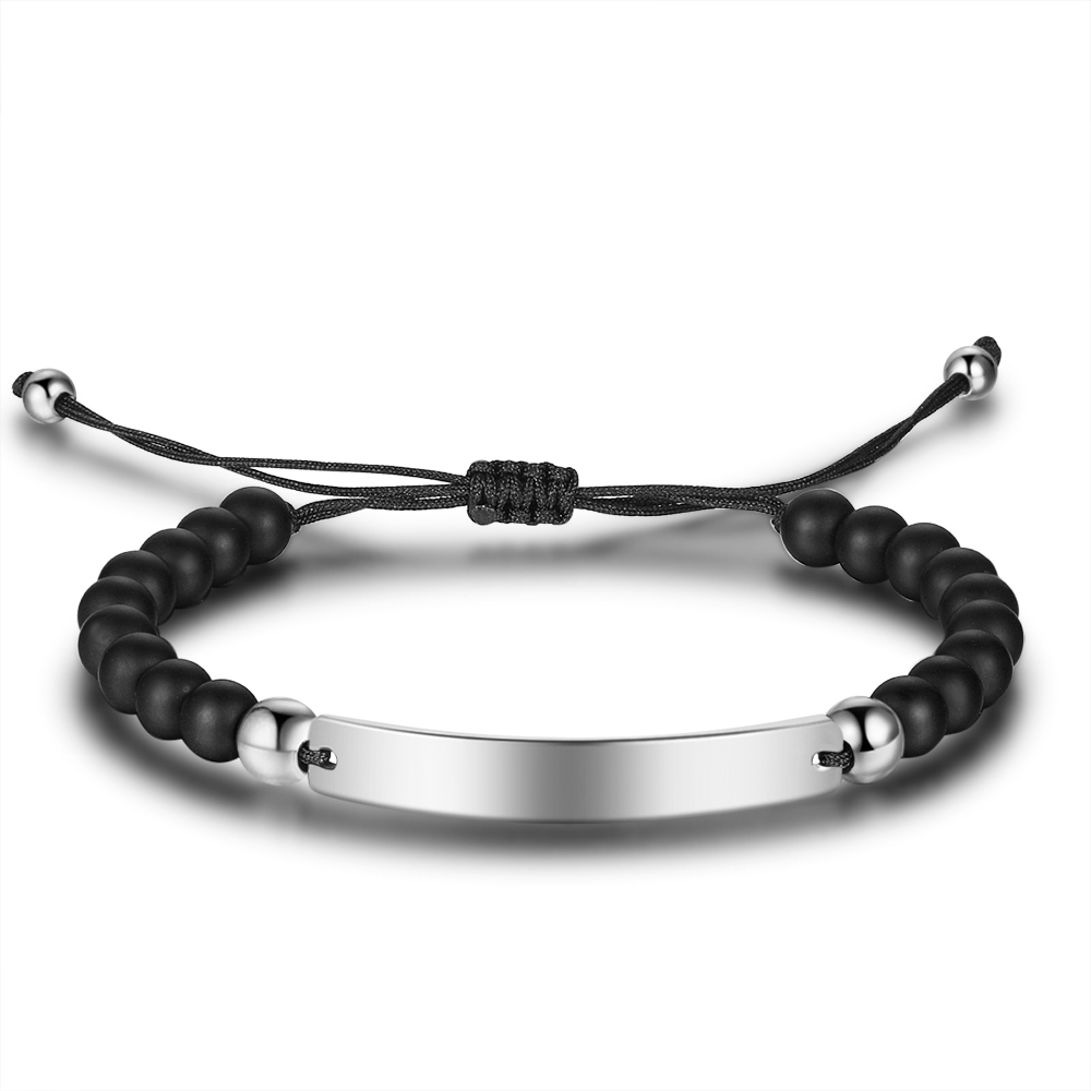 Braccialetto maschile in acciaio inox 1 testo personalizzato