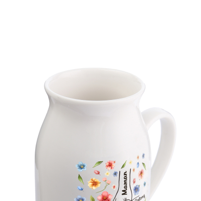 Vaso di ceramica con mano nella mano 5 nomi personalizzati per nonna/mamma