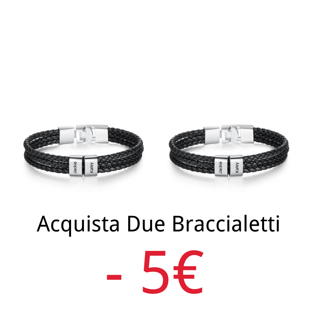 A MIO FIDANZATO - Braccialetto in pelle intrecciata 2 nomi Braccialetto maschile personalizzato