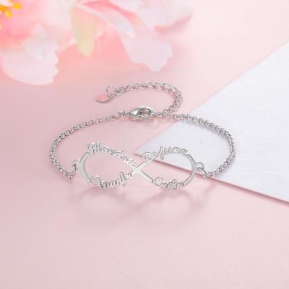 Braccialetto infinito 4 nomi personalizzati per bambini