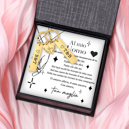 Al Mio Uomo-Portachiavi personalizzabile con lettere e data regalo per coppia