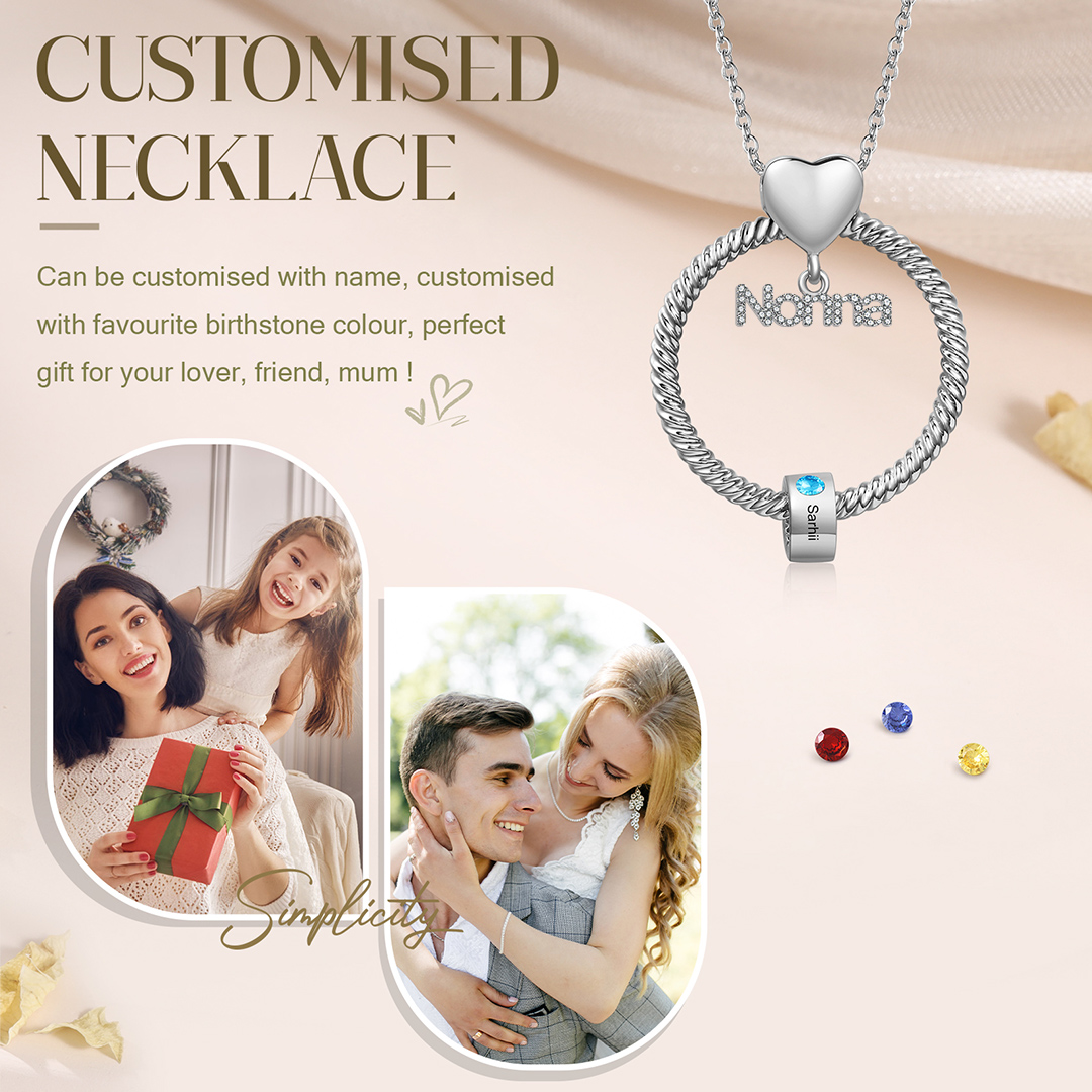 Collana con ciondolo nonna 1 nome incisione e pietra di nascita personalizzata