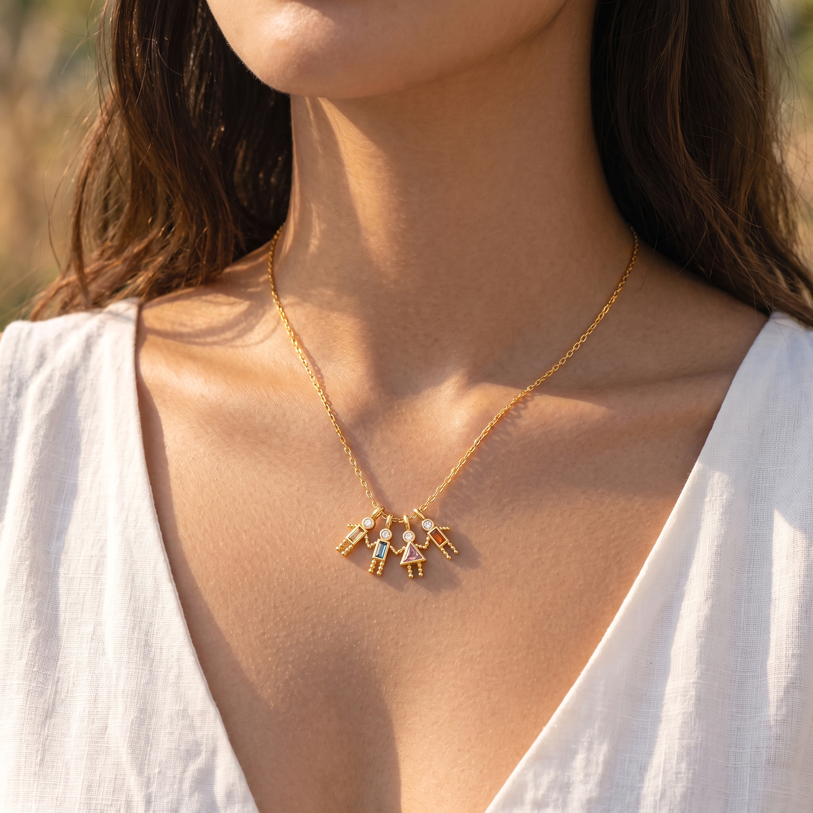 Collana Personalizzata con 1-6 Ciondoli e Pietre Portafortuna per Donna