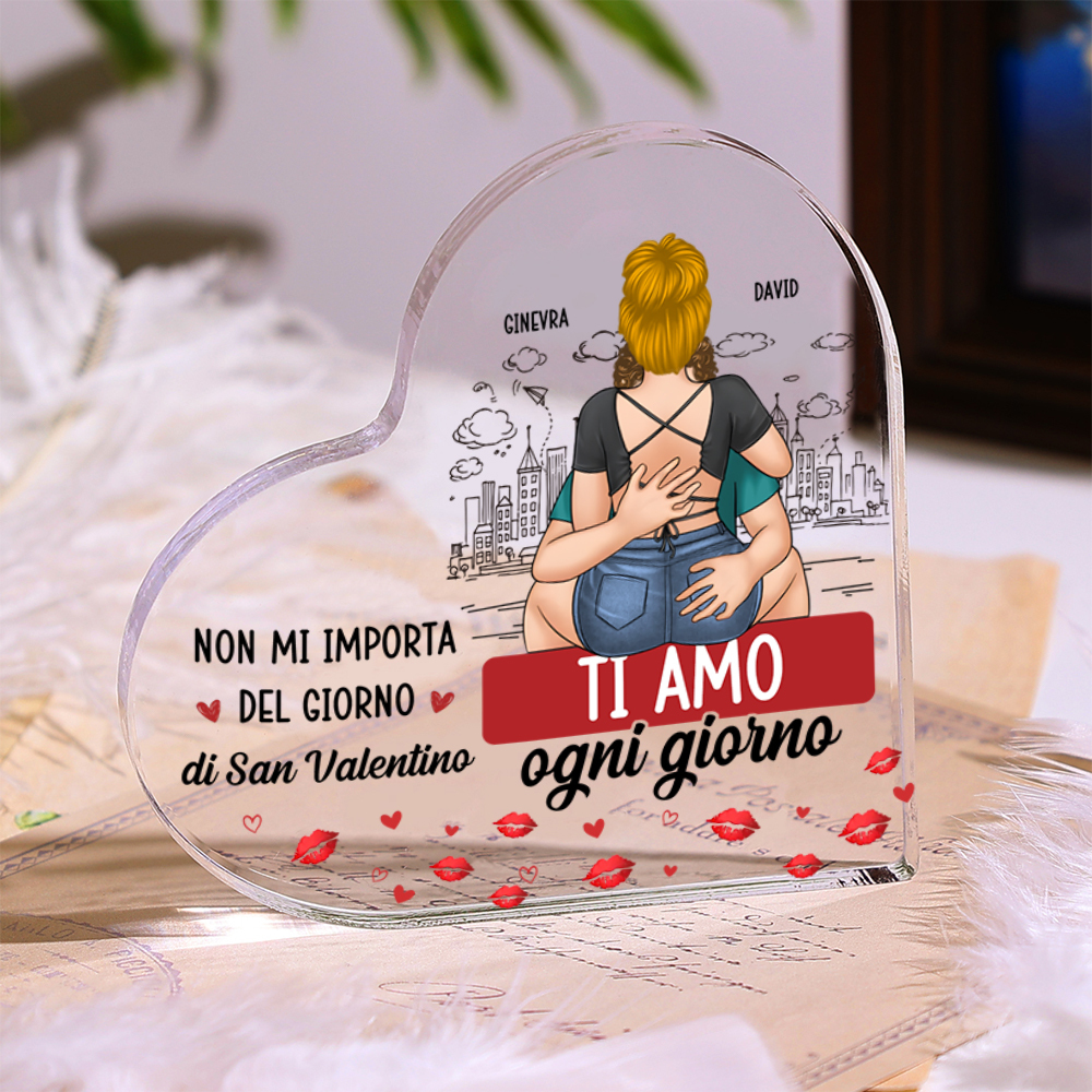 Targa in acrilico a forma di cuore personalizzata Ti amo ogni giorno Regalo di San Valentino per coppia