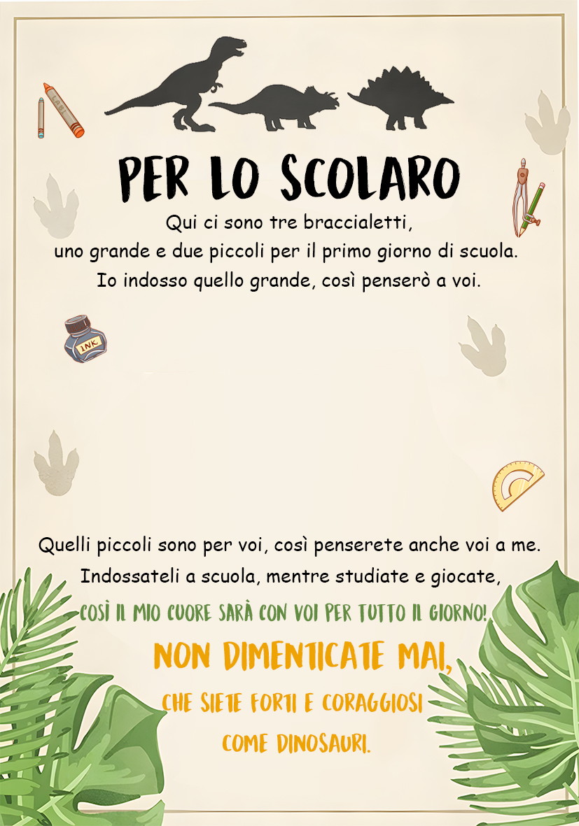 Per lo scolaro-3PCS Braccialetto dinosauro regorabile regalo per bambino con carta