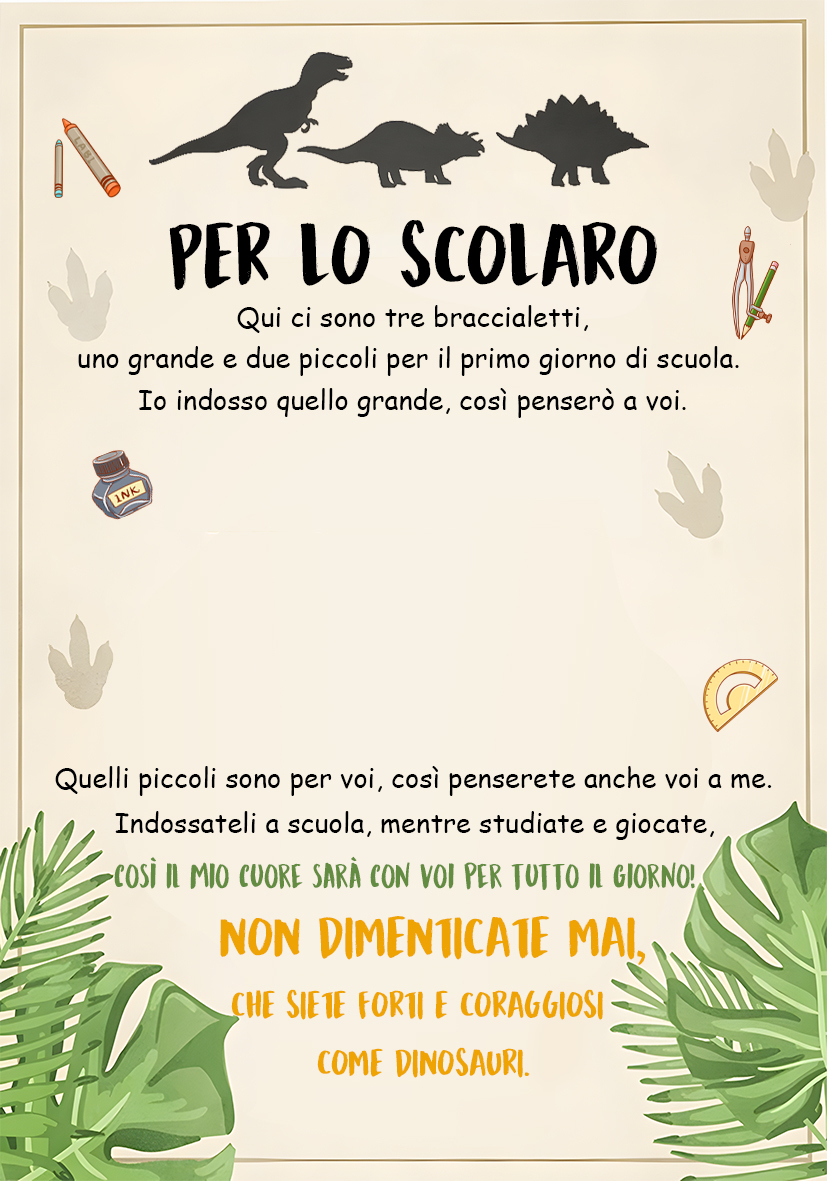Per lo scolaro-3PCS Braccialetto dinosauro regorabile regalo per bambino con carta