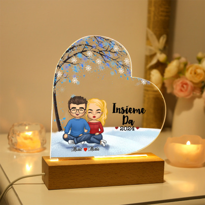 Lampada Acrilica Personalizzata per Coppie - 2 Nomi e 1 Anno Personali