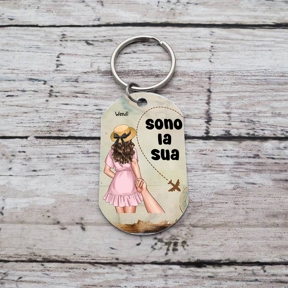 Portachiavi Personalizzato Coppia con 2 Nomi e Figure - “Sono il Suo & Sono la Sua,” - Regalo di San Valentino per Coppia | Jessemade