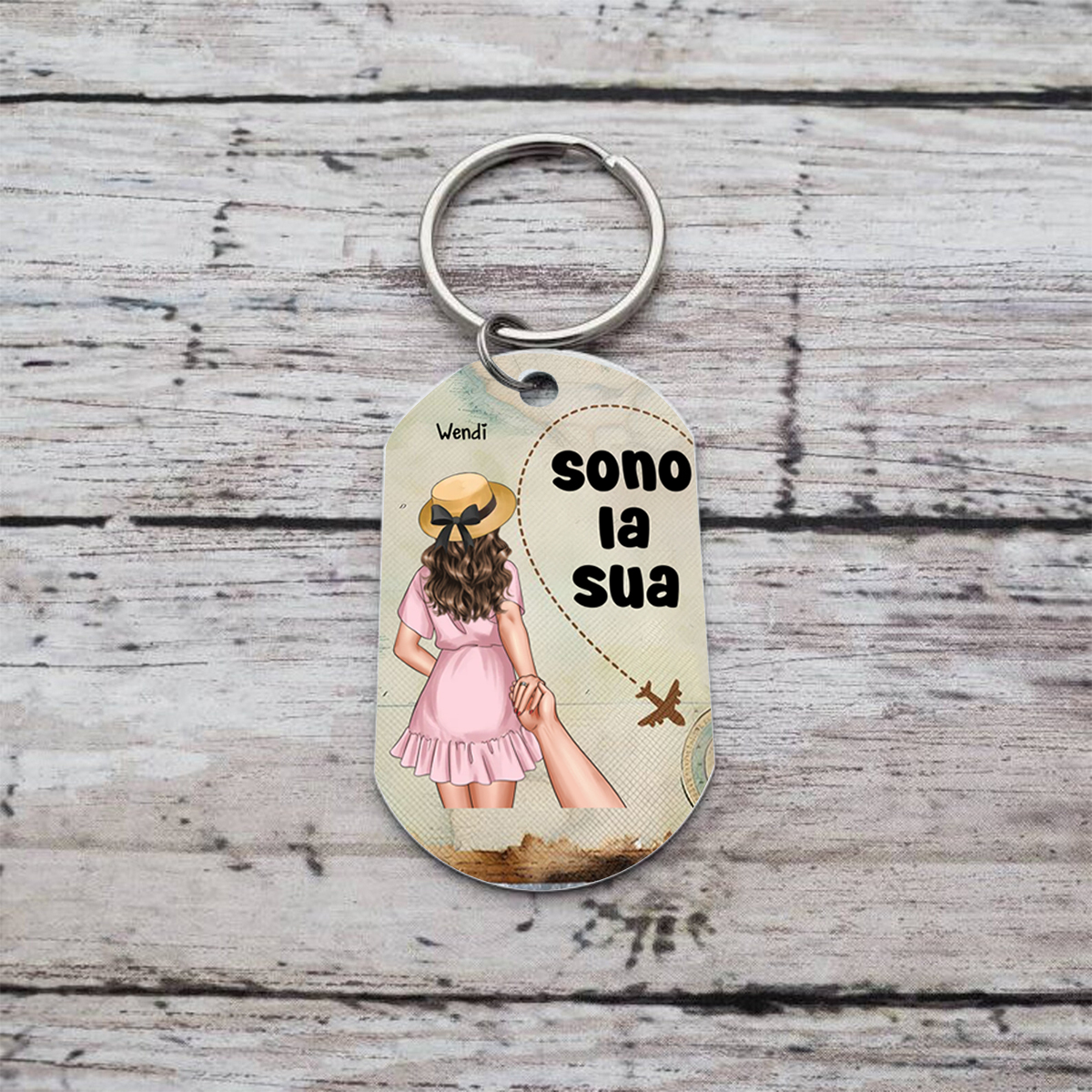 Portachiavi Personalizzato Coppia con 2 Nomi e Figure - “Sono il Suo & Sono la Sua,” - Regalo di San Valentino per Coppia | Jessemade