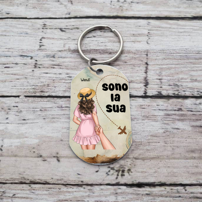 Portachiavi Personalizzato Coppia con 2 Nomi e Figure - “Sono il Suo & Sono la Sua,” - Regalo di San Valentino per Coppia | Jessemade