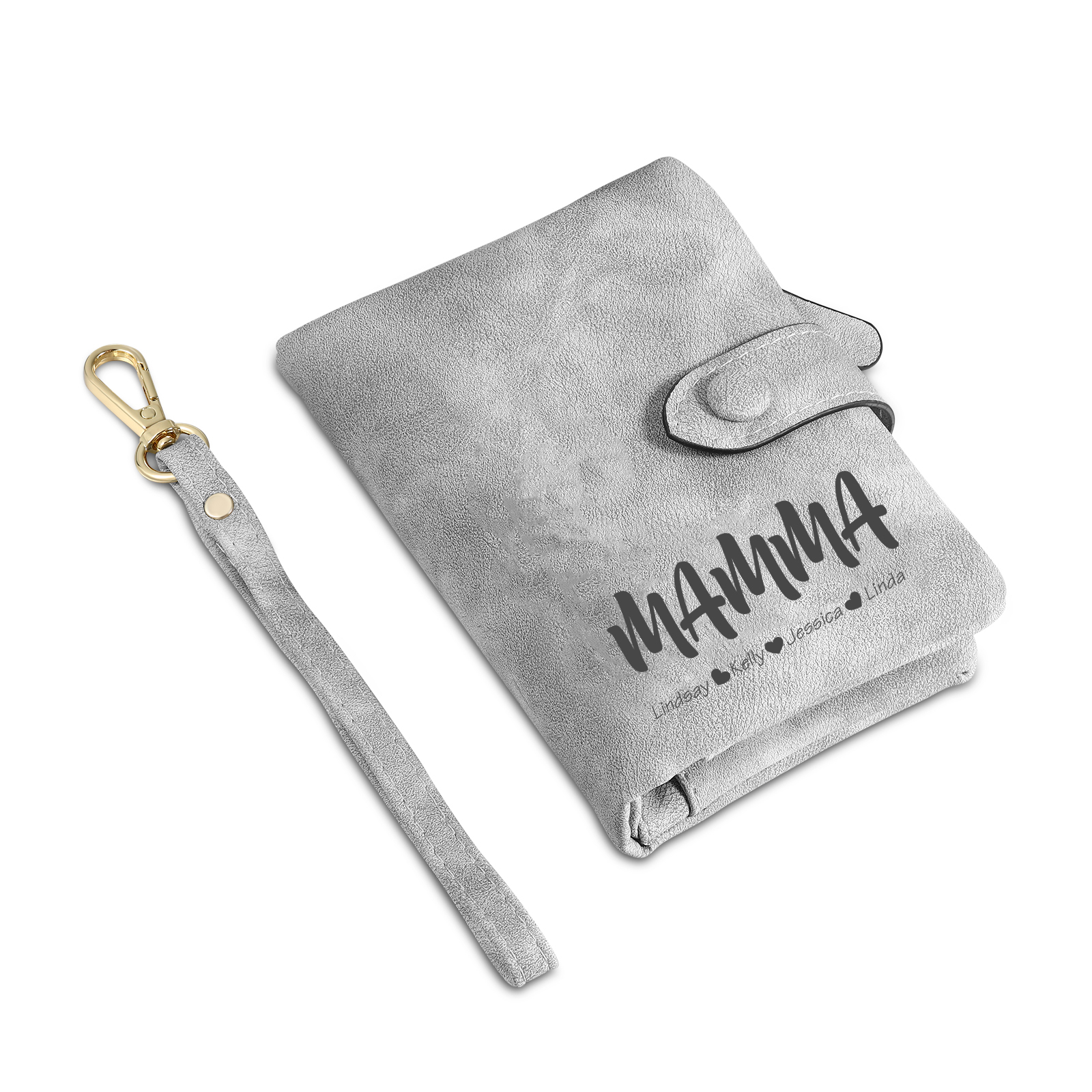 Portafoglio in PU pelle con 8 nomi & 2 testi & 1 foto personalizzati per mamma