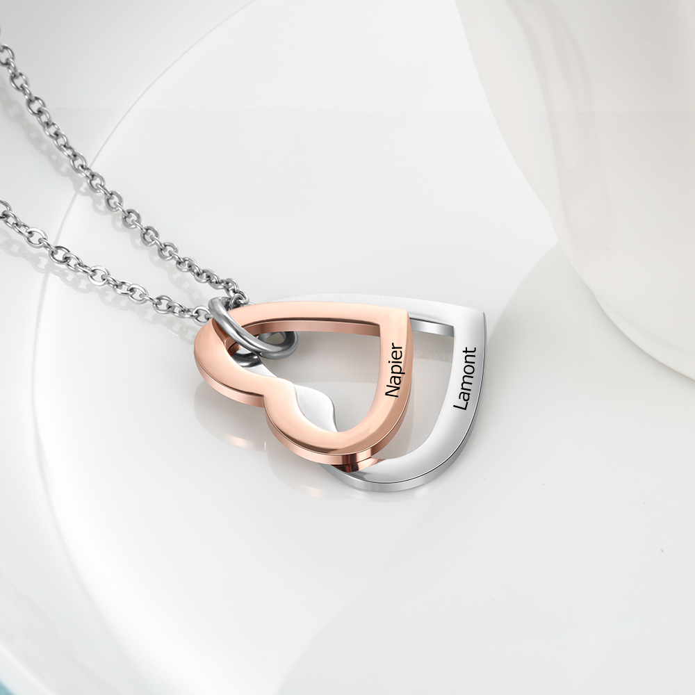 Collana 2 nomi personalizzati con ciondolo cuore