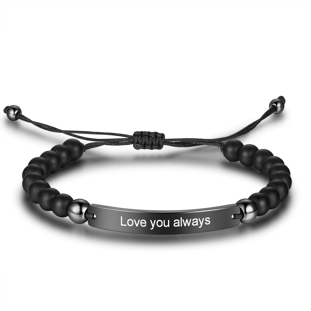 Braccialetto maschile in acciaio inox 1 testo personalizzato