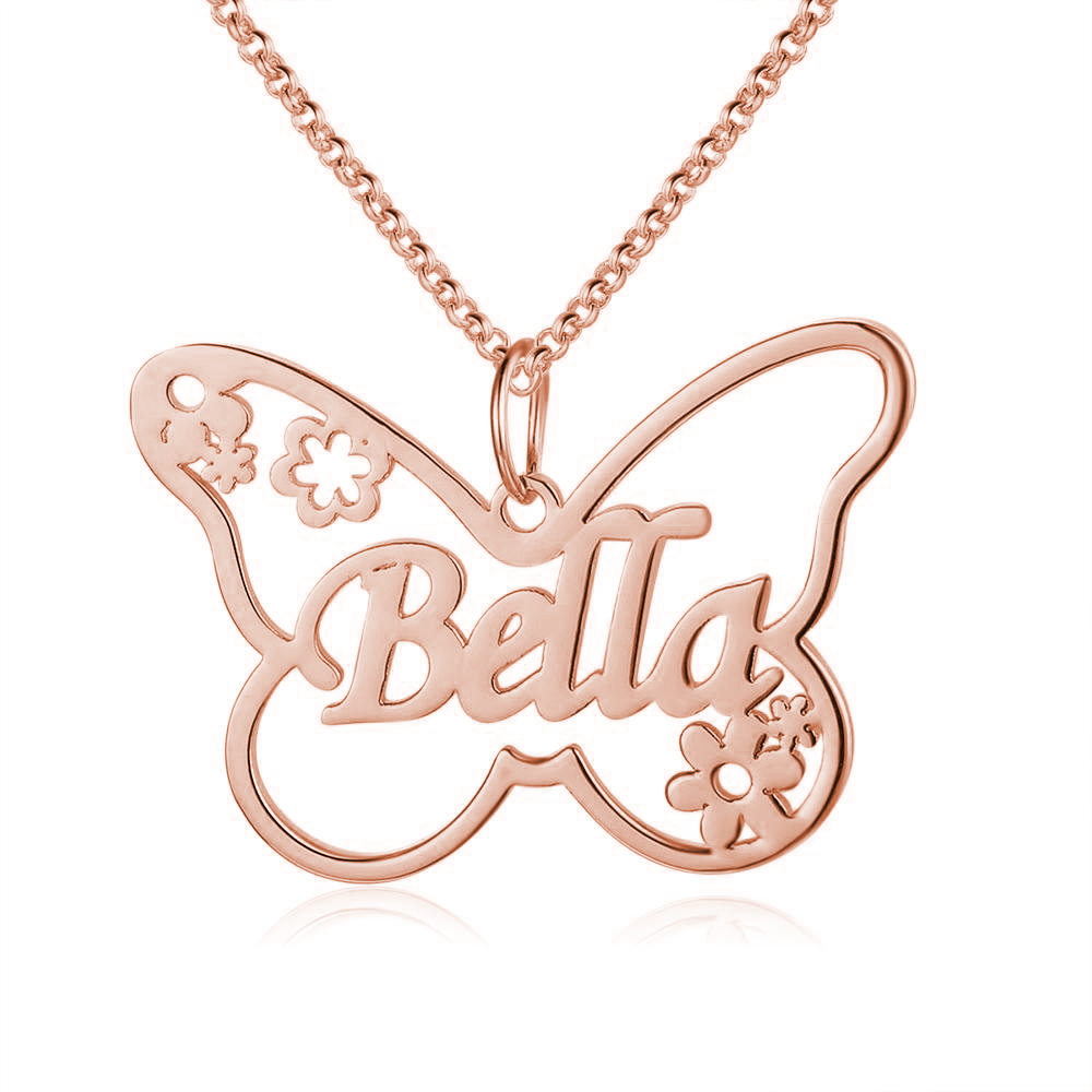 Collana di rame con nome personalizzato ciondolo farfalla