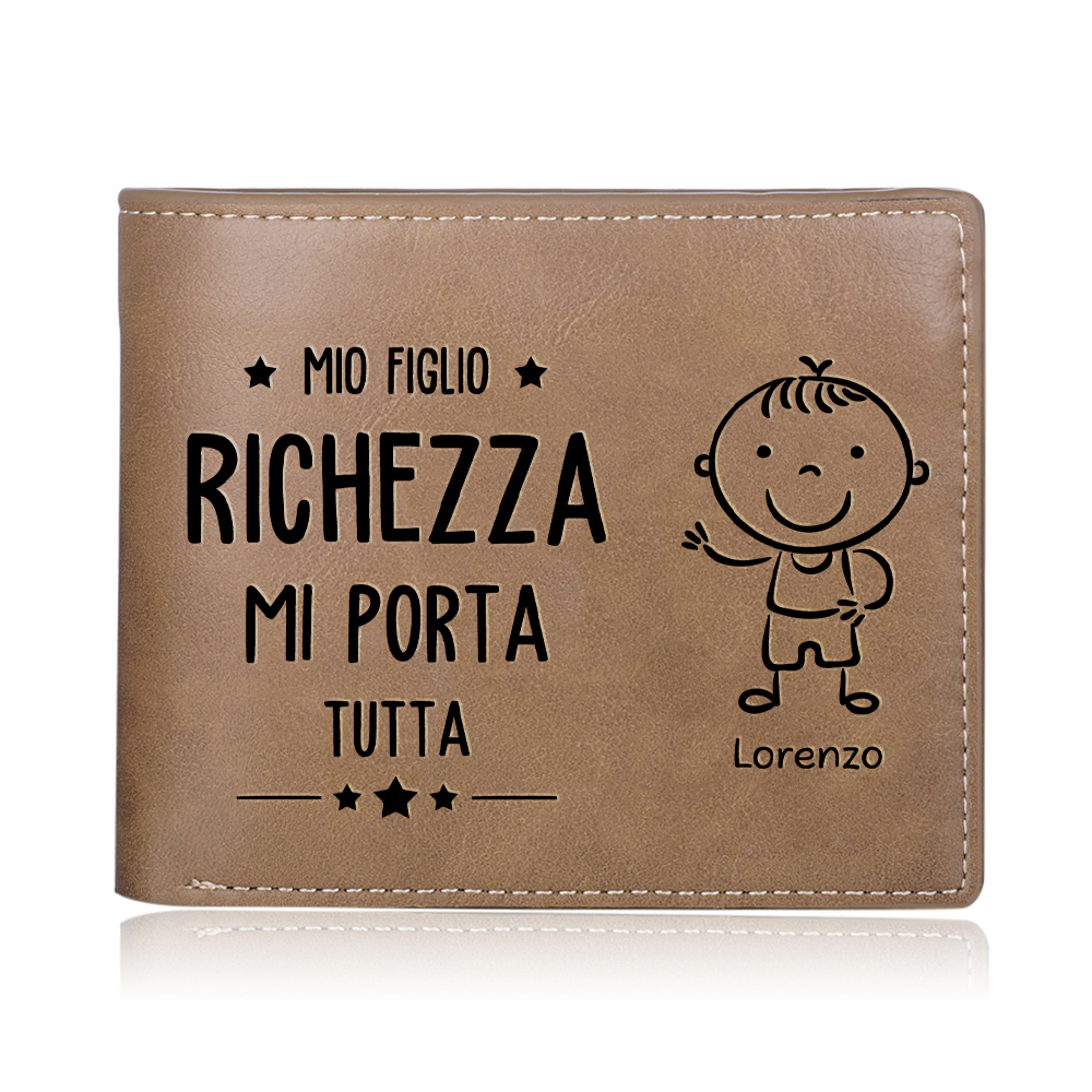 Portafoglio PU Leather da uomo regalo per padre personalizzato 1 nome riunione della famiglia