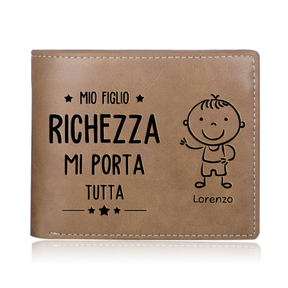 Portafoglio PU Leather da uomo regalo per padre personalizzato 1 nome riunione della famiglia 