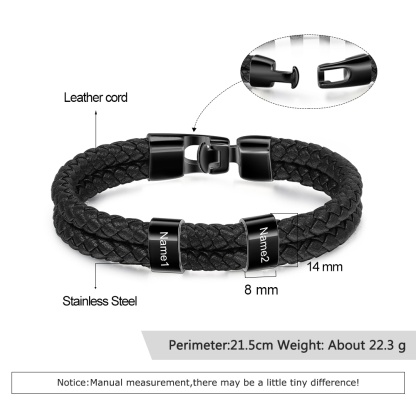 Personalised Gift Set - Custom Wallet & Bracelet with 1 Photo, 1 Letter, and 3 Names, Christmas Gift Box for Him | Jessemade