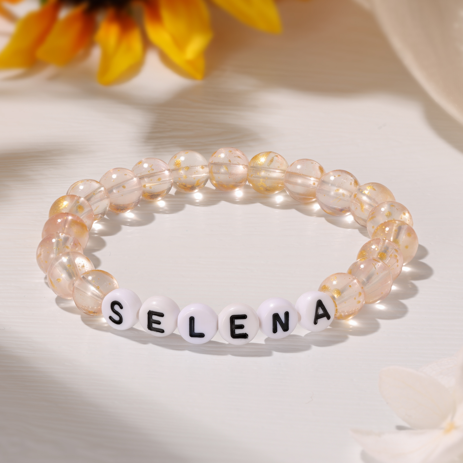 Braccialetto con perline trasparenti di 1 nome personalizzato regalo per scuola bambina
