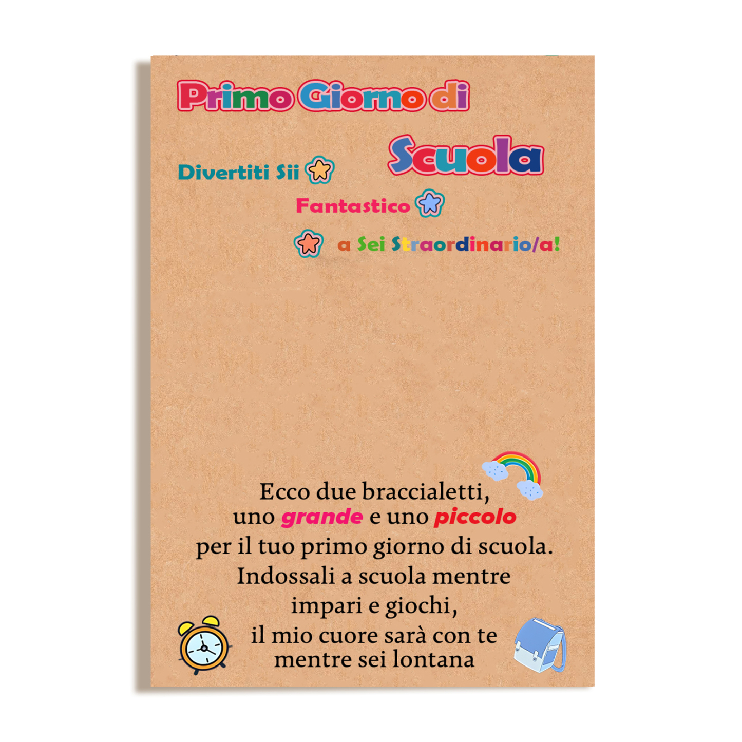2PCS Braccialetto cuore e infinito regorabile regalo per bambina a scuola con carta