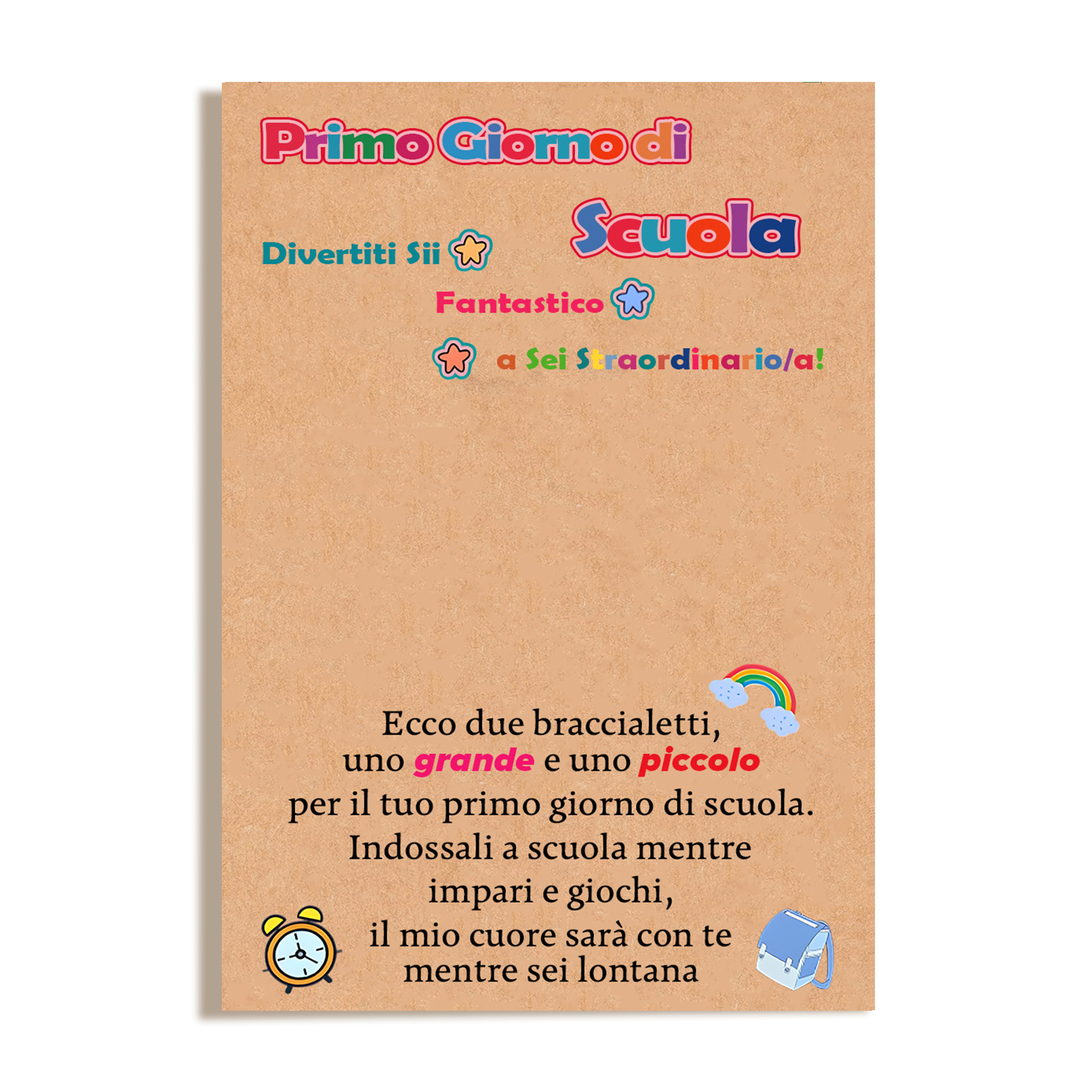 2PCS Braccialetto cuore e infinito regorabile regalo per bambina a scuola con carta