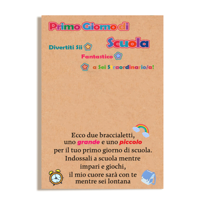 2PCS Braccialetto cuore e infinito regorabile regalo per bambina a scuola con carta