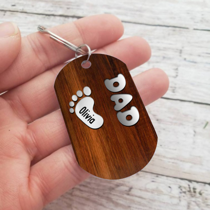 Nonno-Portachiavi con piedino 1 nome e 1 testo personalizzati regalo per papà/nonno