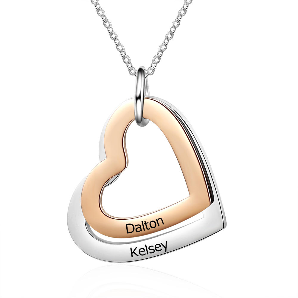 Collana 2 nomi personalizzati con ciondolo cuore