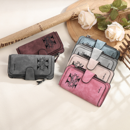 Portafoglio in PU pelle con 1 letetra & 1 testo & 1 nome & 1 foto personalizzati per mamma/nonna