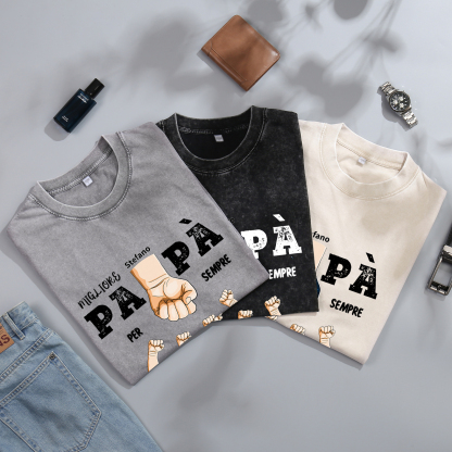 Maglietta in cotone girocollo pugno a pugno con nome personalizzato regalo per papà