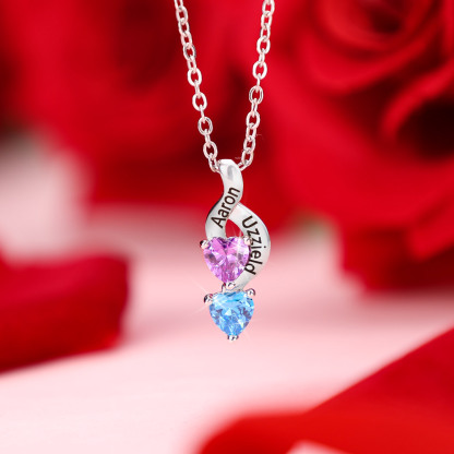 2 Names-Personalized Birthstone & 2 Names Bracelet & Necklace Set Special Gift Set With Rose Box Christmas Gift for Women | Jessemade