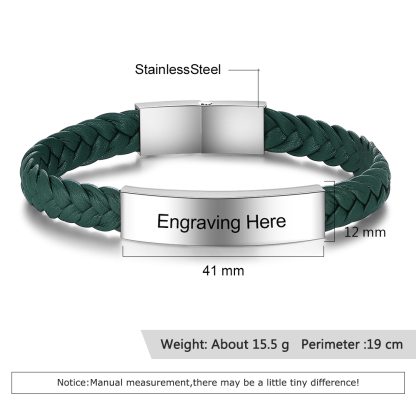 Bracciale in pelle intrecciata Bracciale con testo personalizzato per gli uomini