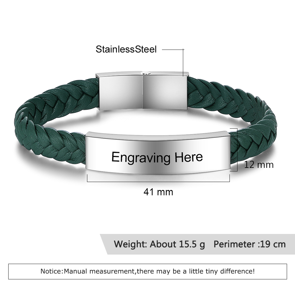 A MIO MARITO - Bracciale in pelle intrecciata Bracciale con testo personalizzato per gli uomini