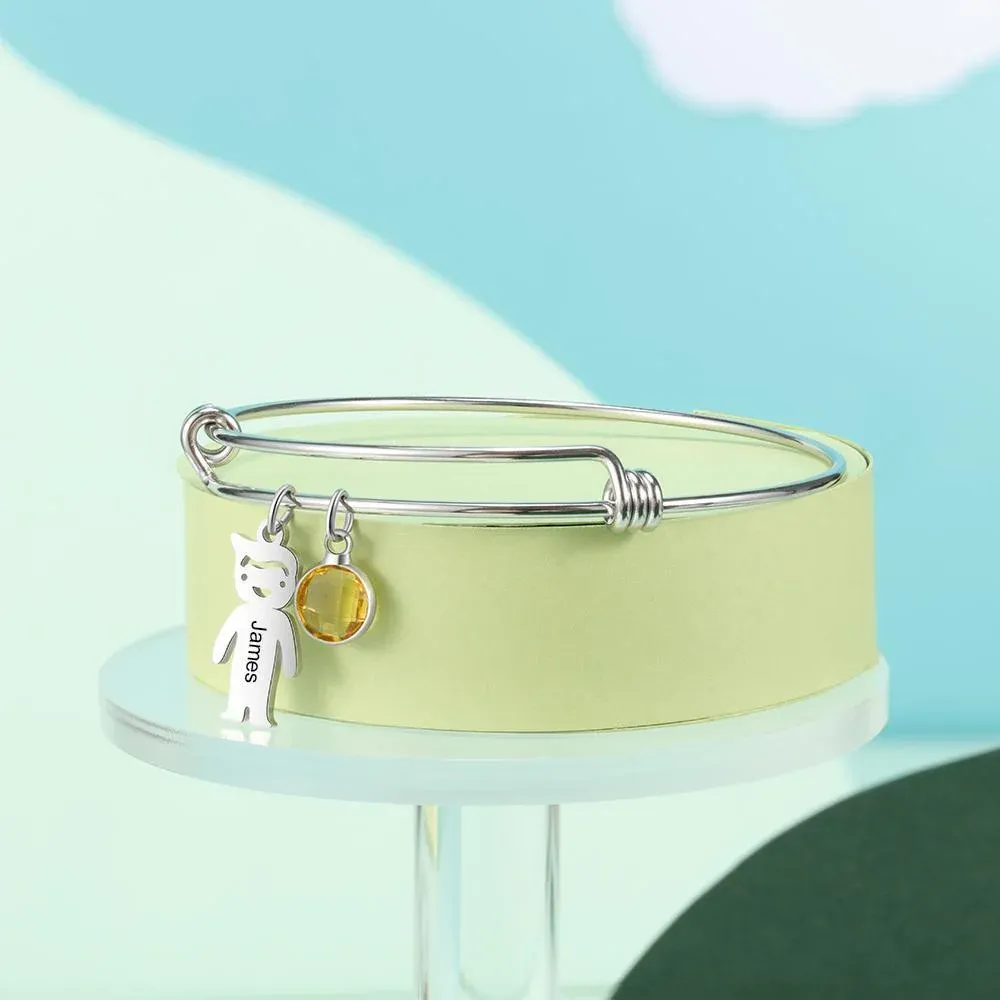 Bracciale regolabile Jessemade con 1 ciondolo per bambino e 1 pietra di nascita