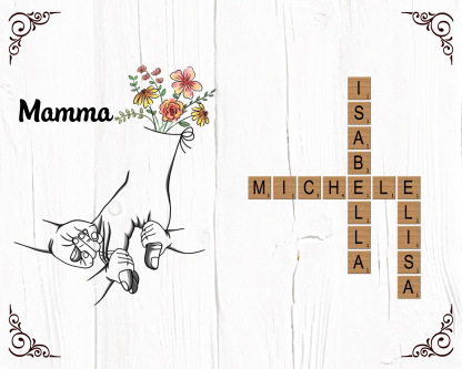 Targa Legno Personalizzata con Nomi e Mani – Regalo Commovente per la Festa della Mamma