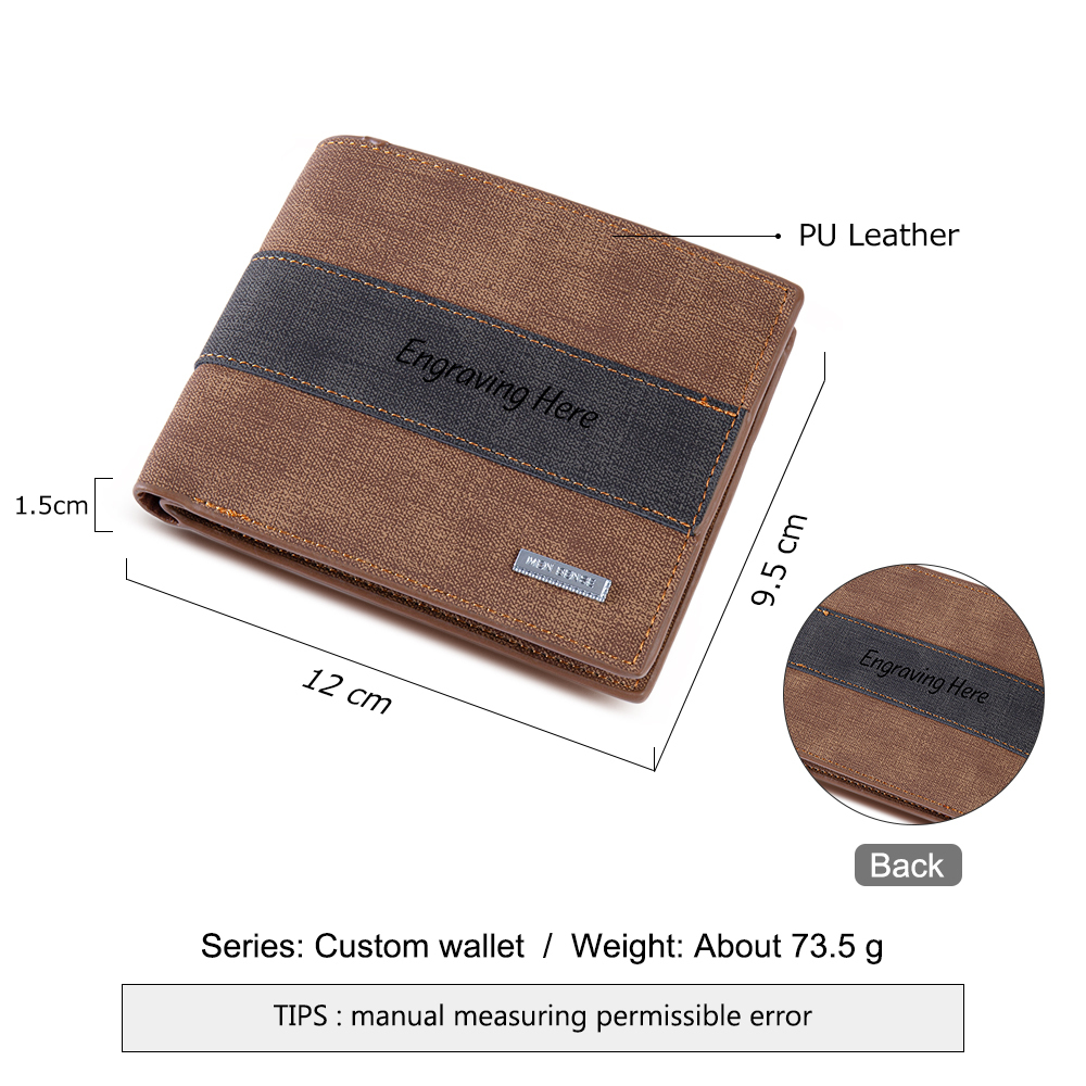Portafoglio in pelle da uomo 2 testi personalizzabili regalo per papà