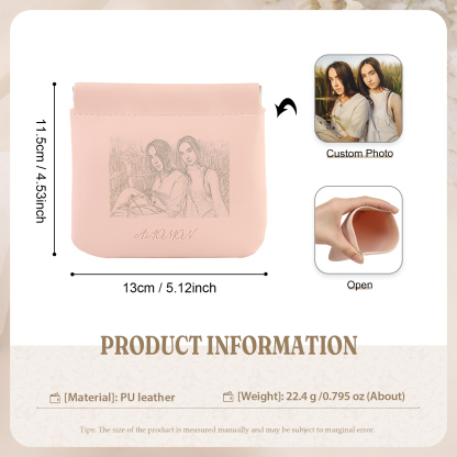 Portamonete in PU pelle con 1 foto personalizzata per donna