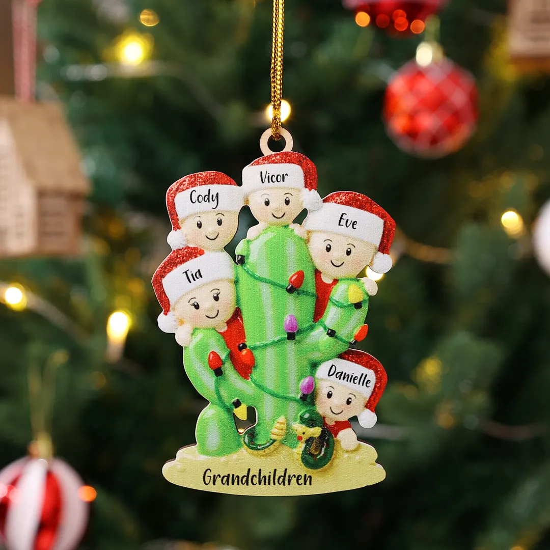 Bianco Natale mille candele... Ornamenti cactus ciondolo per albero di Natale 3 nomi personalizzati