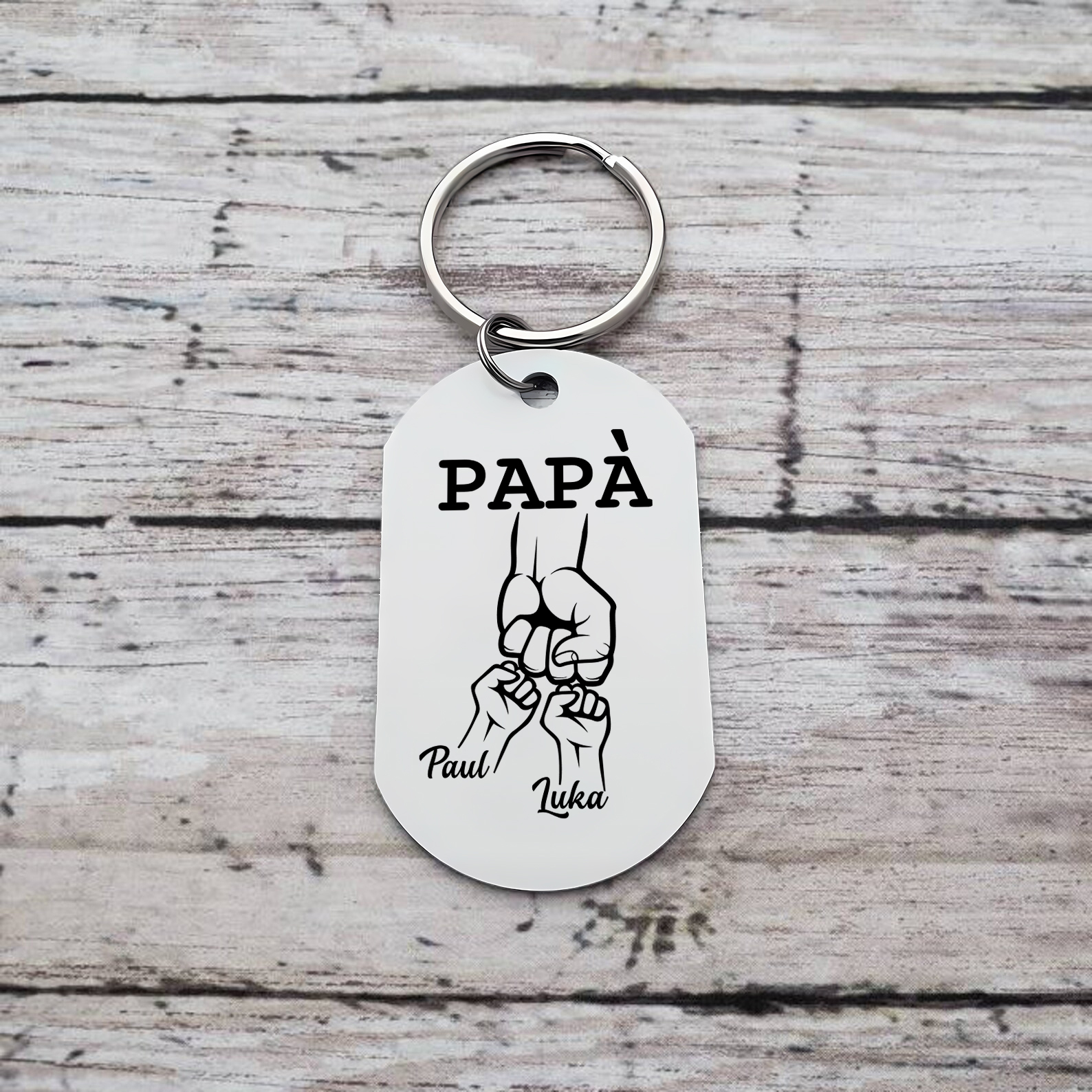 Non dimenticare mai che ti amo-Pugno a pugno Portachiavi 2 nomi regalo per papà