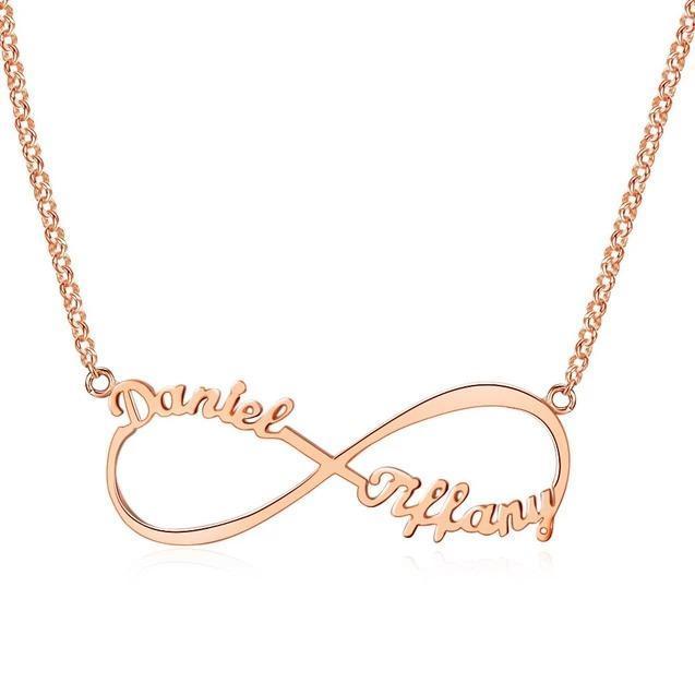 Collana infinito con 2 nomi in argento 925