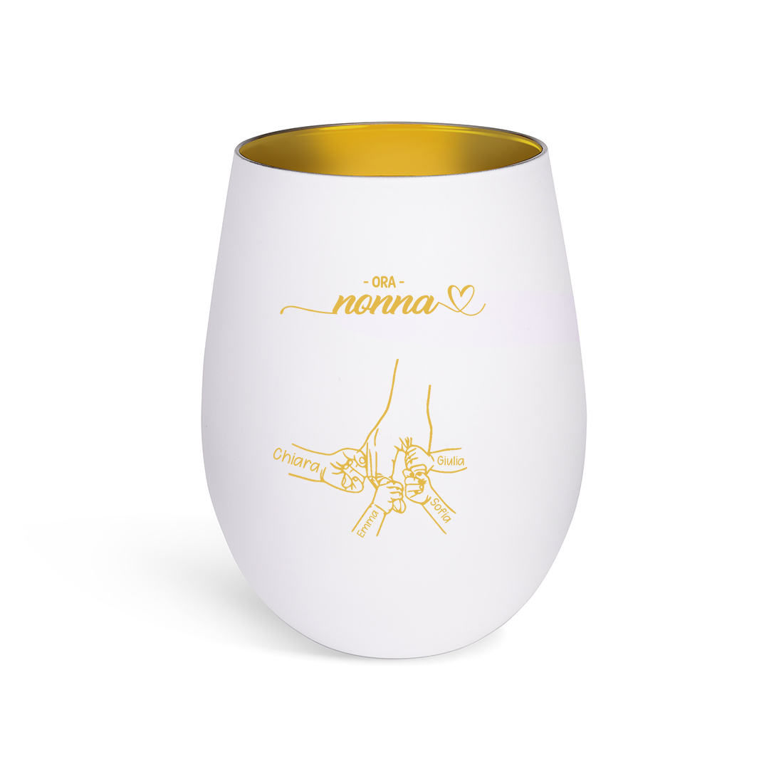 Portacandela personalizzato a forma di mano con 2-14 nomi di bambini – Prima mamma, ora nonna