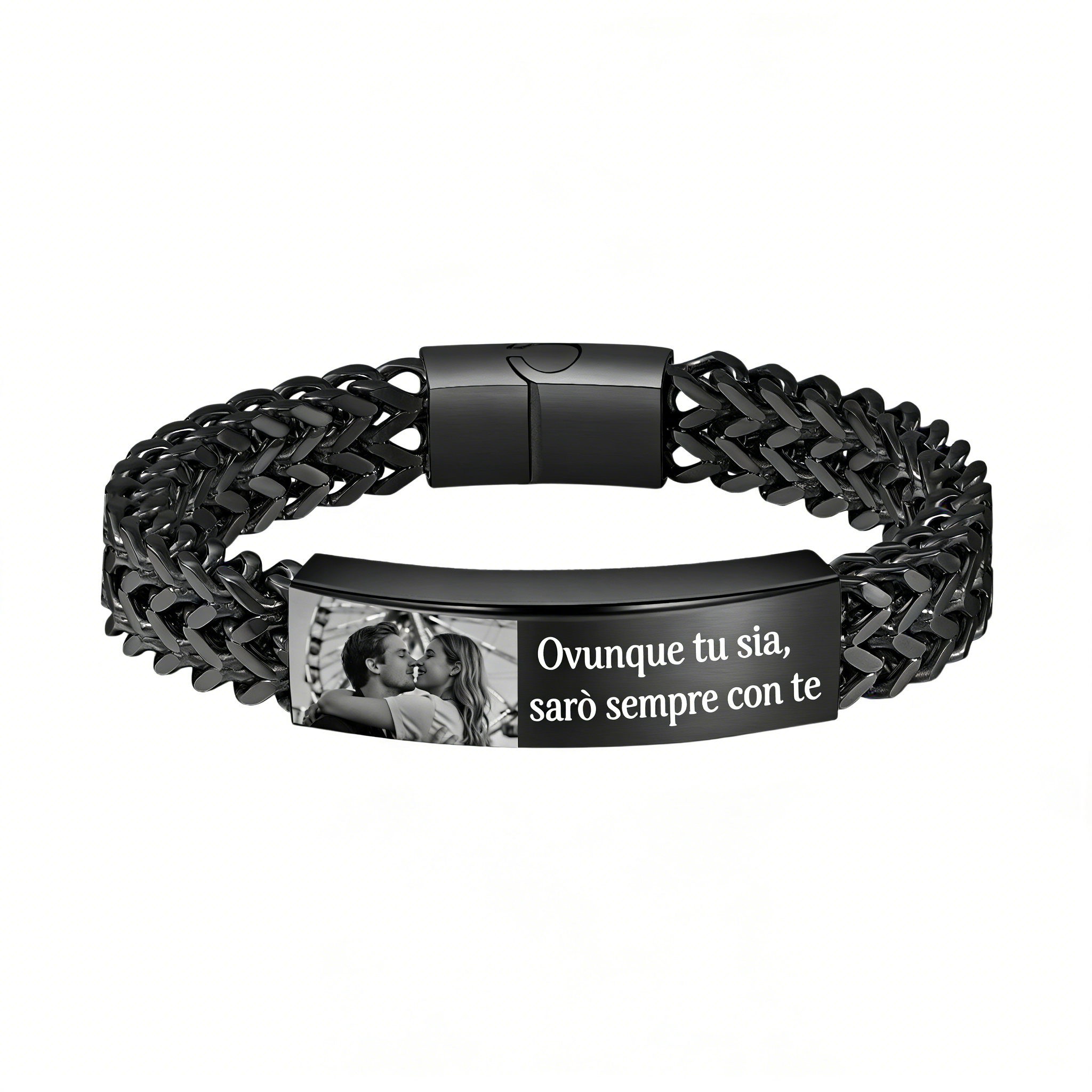 Bracciale da uomo personalizzato con foto e testo a scelta – regalo per partner o amico