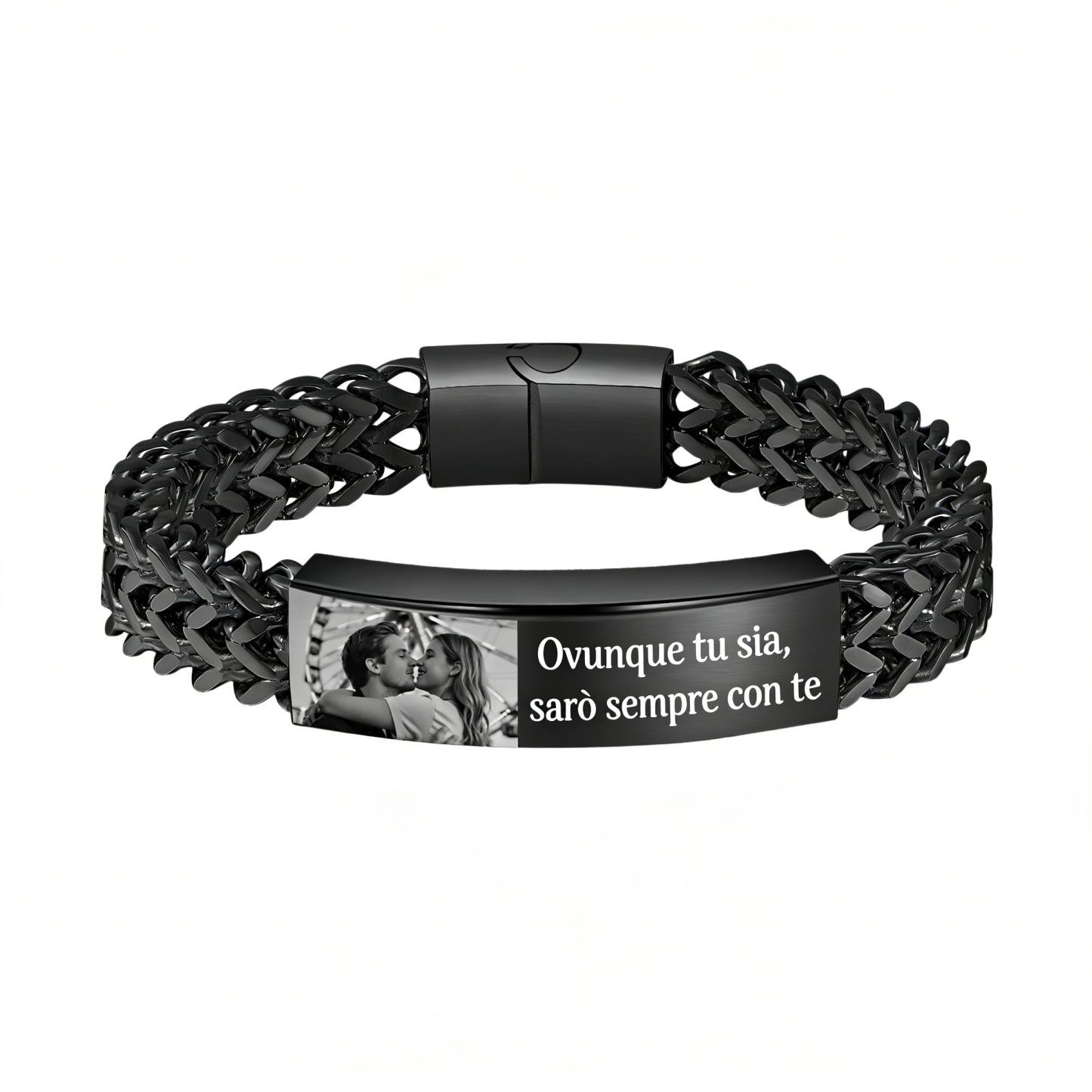 Bracciale da uomo personalizzato con foto e testo a scelta – regalo per partner o amico