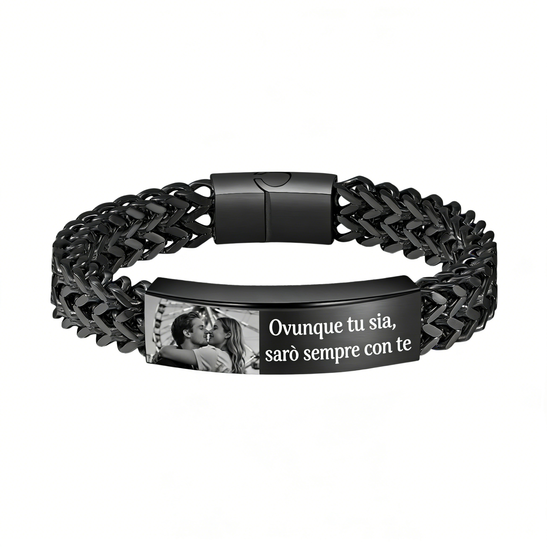Bracciale da uomo personalizzato con foto e testo a scelta – regalo per partner o amico