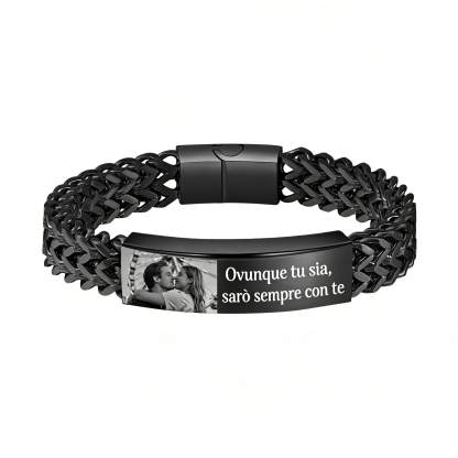Bracciale da uomo personalizzato con foto e testo a scelta – regalo per partner o amico