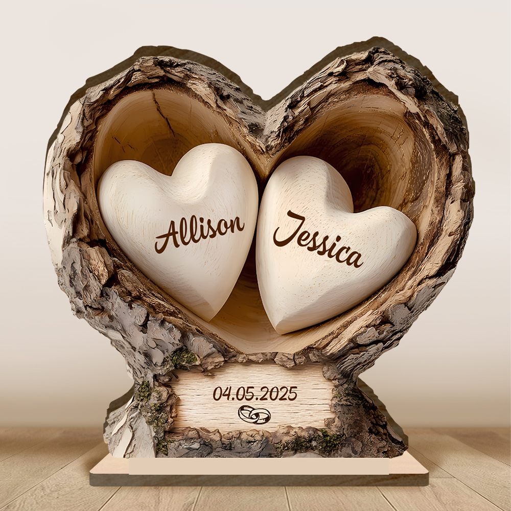 Targa in legno a forma di cuore personalizzata – 2 nomi, 1 data – idea regalo per San Valentino, compleanno, anniversario o come regalo di nozze per fidanzato, fidanzata, marito o moglie | Jessemade